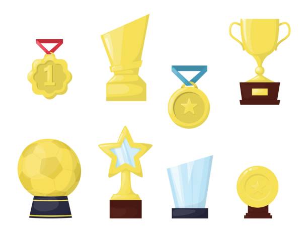 ゴールデントロフィーカップ1位賞ベクトル賞 - pedestal football award concepts点のイラスト素材／クリップアート素材／マンガ素材／アイコン素材