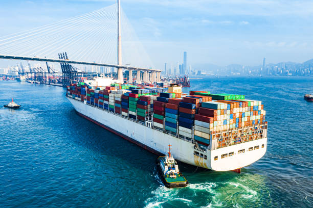 istock Container Cargo freight ship Terminal in Hongkong, China 1203558476