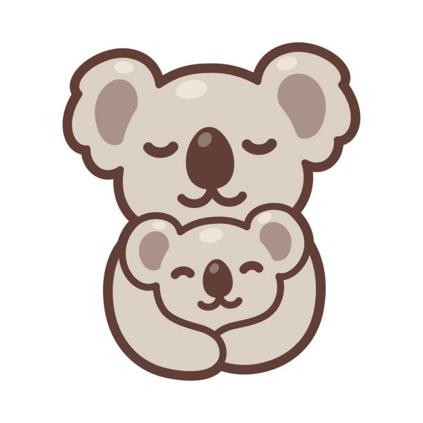 Koala Mom And Baby Stock Illustration - Download Image Now - Embracing,  Koala, Bear - iStock