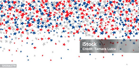 istock Seamless pattern with blue, red, white stars 1203563719