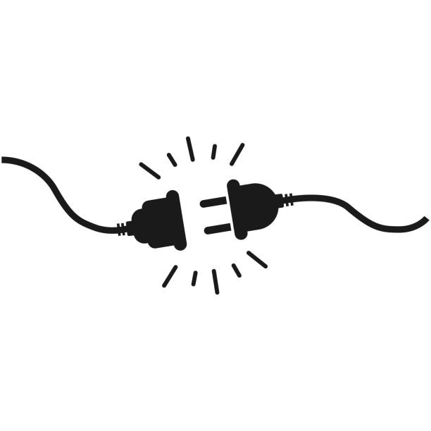 steckdose mit steckervektor-symbol - wired stock-grafiken, -clipart, -cartoons und -symbole