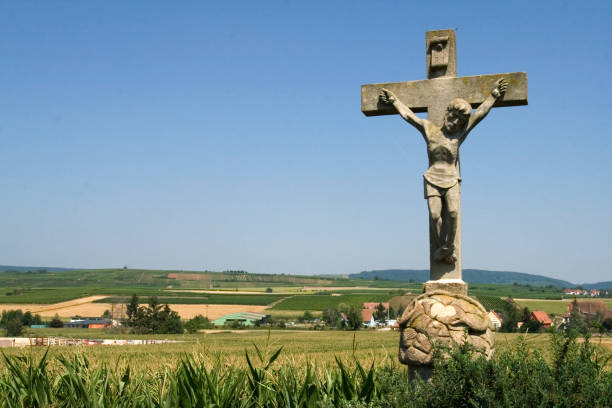 Calvary in the landscape stock photo
