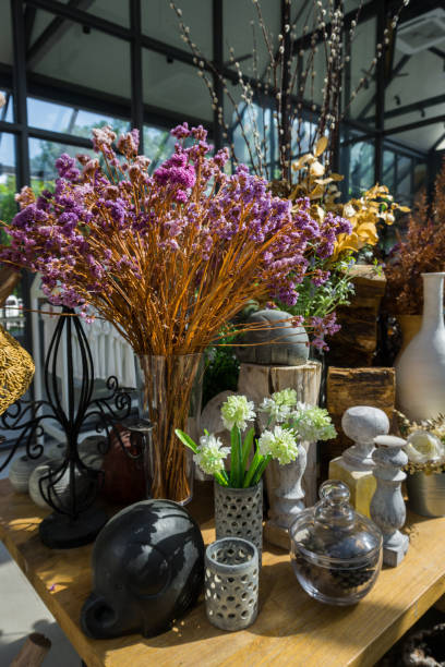 istock Vintage style interior decoration with various flowers 1203566869