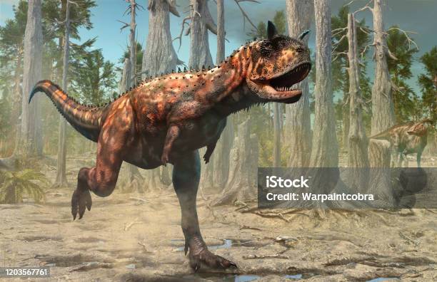 Carnotaurus Scene From The Cretaceous Era 3d Illustration Stock Photo - Download Image Now