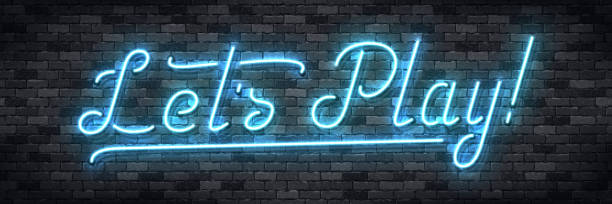 Vector Realistic Isolated Neon Sign Of Lets Play Typography Logo For  Template Decoration And Covering On The Wall Background Concept Of Gaming  Stock Illustration - Download Image Now - iStock