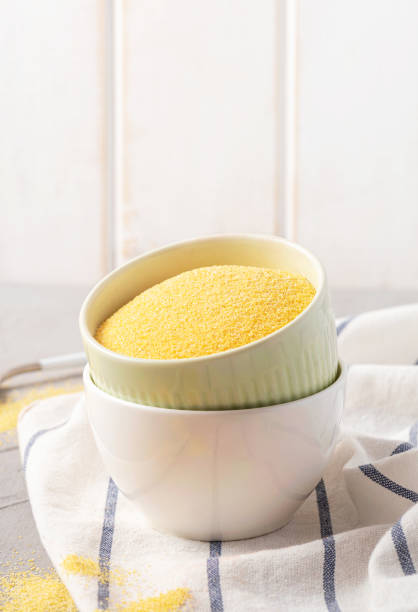 istock Dry uncooked polenta in bowls 1203572524