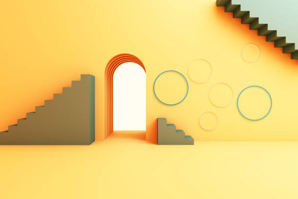 istock minimal abstract background abstract geometric shape group set yellow color 3d rendering 1203573727