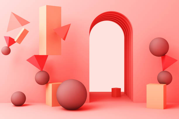 istock minimal abstract background abstract geometric shape group set pink pastel color 3d rendering 1203573745