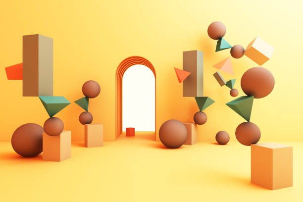 istock minimal abstract background abstract geometric shape group set yellow color 3d rendering 1203573751
