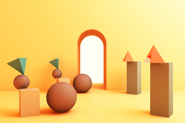 istock minimal abstract background abstract geometric shape group set yellow color 3d rendering 1203573756