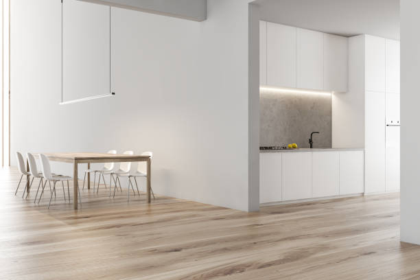 istock White Scandinavian kitchen and dining room 1203577736
