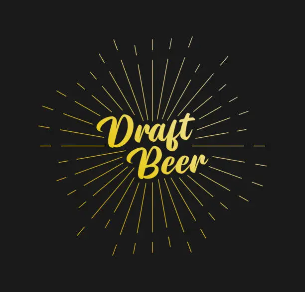 Vector illustration of Draft Beer. Sunburst Line Rays. For Greeting Card, Poster and Web Banner. Vector Illustration, Design Template.