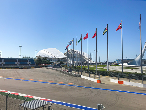 Adler, Russia - August 14, 2019: Formula 1 track in Olympic Park