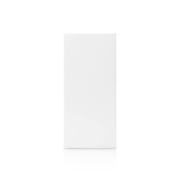 istock White box tall shape product packaging in front view isolated on white background with clipping path 1203580615
