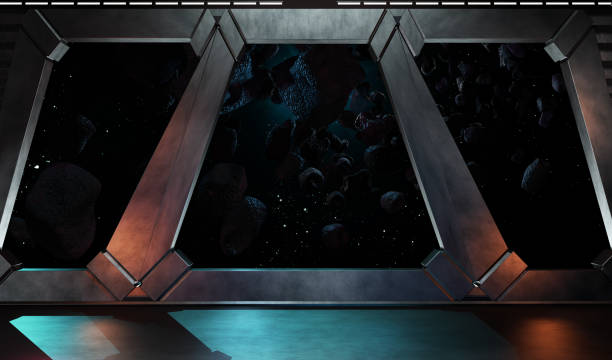istock sci fi  corridor with view of space galaxy 3d rendering 1203582280
