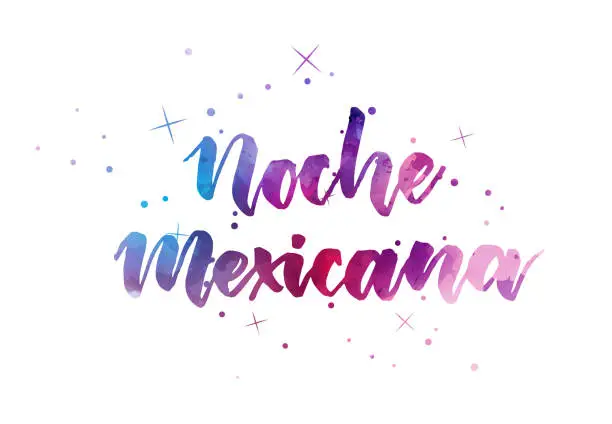 Vector illustration of Noche Mexicana handwritten lettering