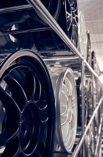 istock Alloy car wheels in a store 1203582796