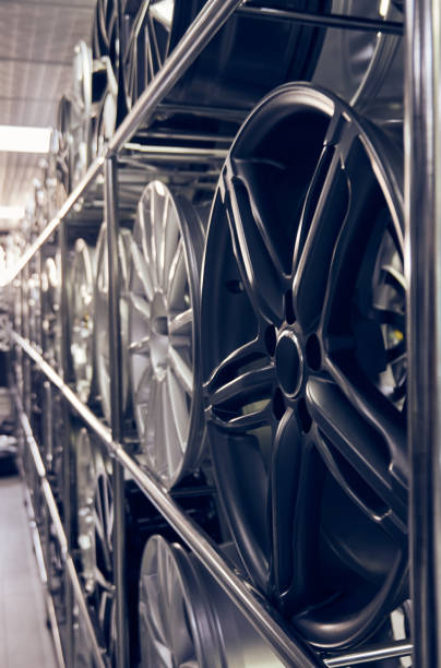 istock Alloy car wheels in a store 1203583039