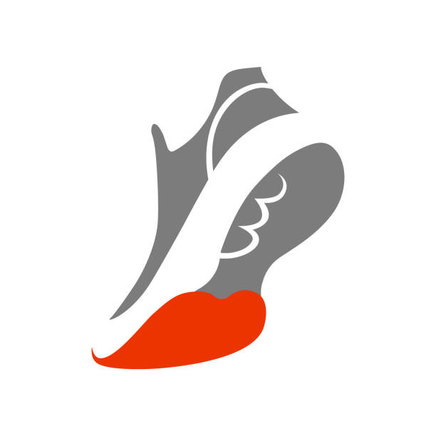 Running shoe symbol. Loving sport concept Running shoe symbol on white symbol on white backdrop. sole of shoe stock illustrations