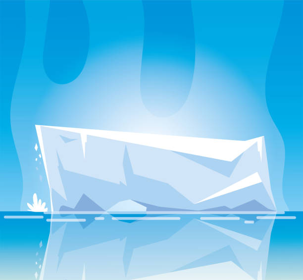 ilustraciones, imágenes clip art, dibujos animados e iconos de stock de paisaje ártico con cielo azul y iceberg, polo norte - tip of the iceberg