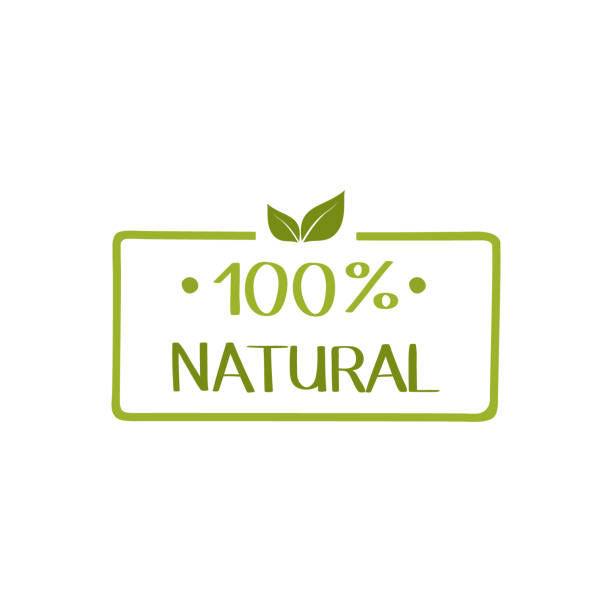 ilustraciones, imágenes clip art, dibujos animados e iconos de stock de etiqueta de alimentos 100 por ciento natural. vegetariano natural, orgánico, fresco, pegatina de comida. diseño gráfico vectorial - 1849