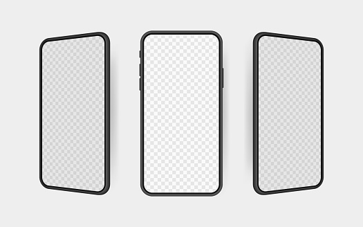 Set realistic smartphone blank screen, phone mockup. Template for infographics or presentation UI design interface.