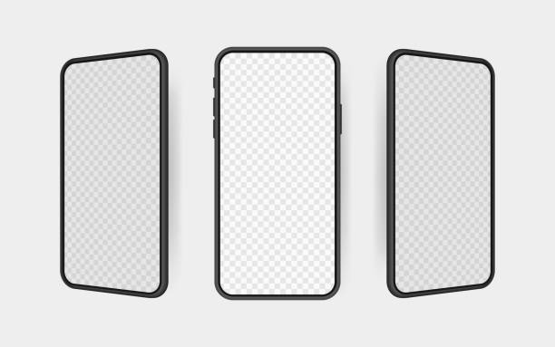 Set realistic smartphone blank screen, phone mockup. Template for infographics or presentation UI design interface Set realistic smartphone blank screen, phone mockup. Template for infographics or presentation UI design interface. generic description stock illustrations