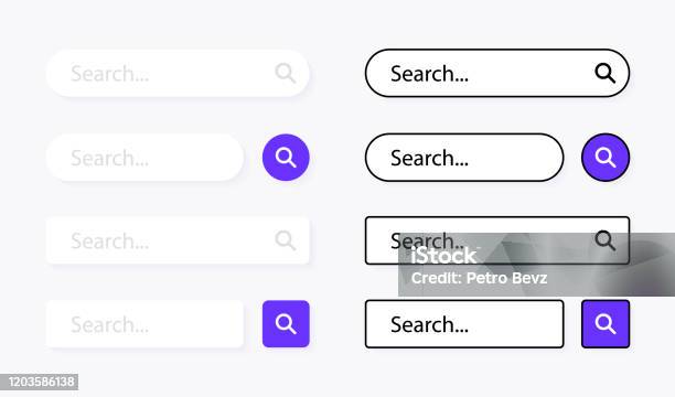 Set Search Bar Web Ui Design Element For Web Site Or Browsers Text ...