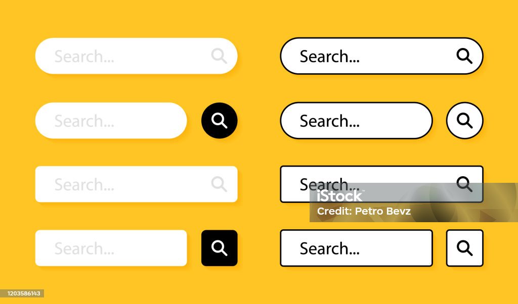 Set Search Bar Web Ui Design Element For Web Site Or Browsers Text ...