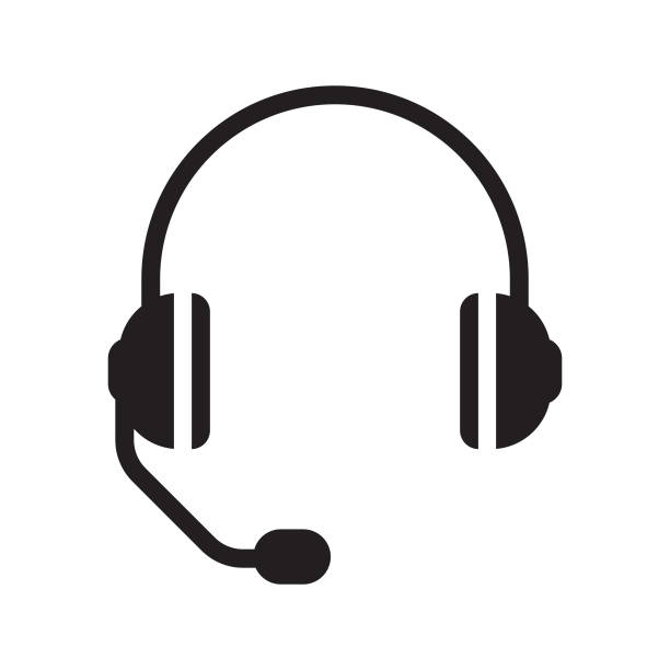 ilustrações de stock, clip art, desenhos animados e ícones de headphones and headset with a microphone icon design. - customer service representative white background support customer