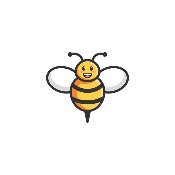wektor ilustracja happy bee prosty styl maskotki. - część ciała zwierzęcia stock illustrations