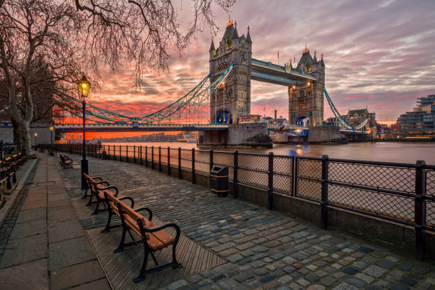 istock Boulevard next to the river Thames at London Tower Bridge during sunrise 1203589709