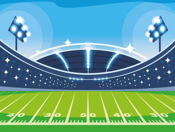 Football Stadium With Lights Soccer Game American Stock Illustration -  Download Image Now - Stadium, Soccer, Soccer Ball - iStock