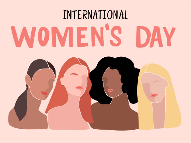 International Womens Day. Vector illustration of abstract women with different skin colors. Vector illustration of abstract women skin tone chart stock illustrations