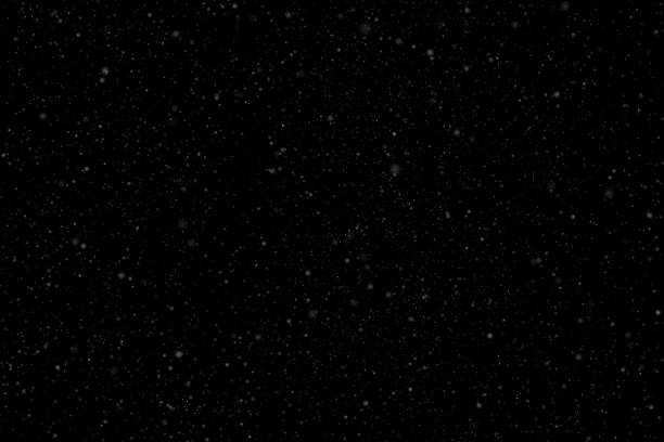 istock Snow or snowflake storm falling. White dots falling powder glitter confetti. Explosion on black background for overlay, abstract illustration 1203592144