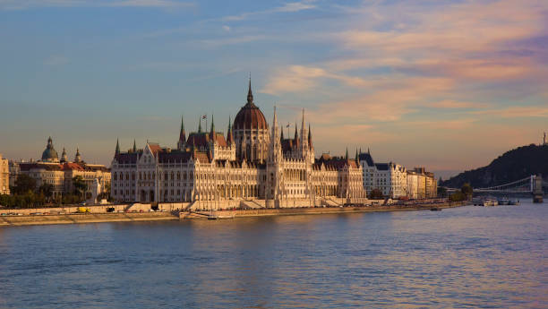 istock Hungarian Parliament Building in Budapest at sunset 1203592230