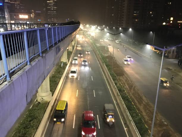 istock Gurgaon cityscape view from the top at night 1203596585