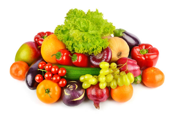 istock Set of vegetables and fruits isolated on a white background. 1203601865