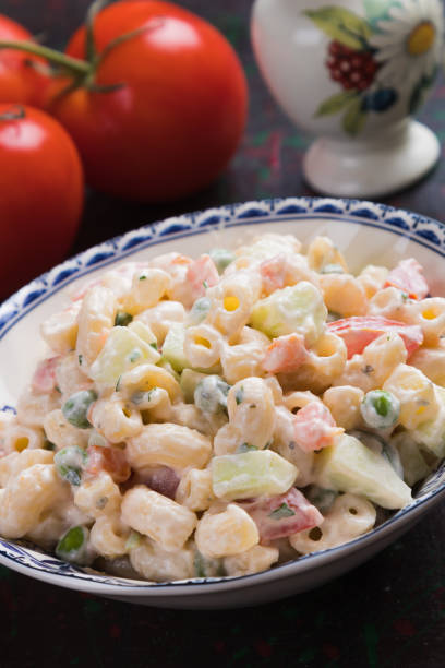 istock Homemade macaroni salad with vegetables 1203603119