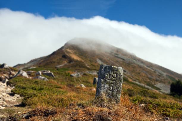 View from Ukraine Carpathian mountains, mount Pip Ivan, panoramic view
