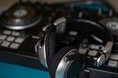 Headphone and sound audio controller. music mixer dj pult