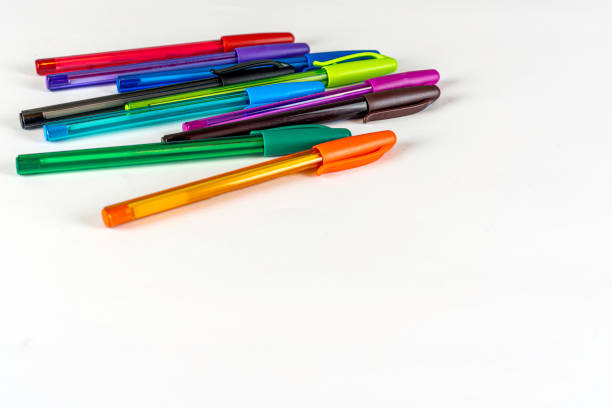 istock Set of colored pens isolated on white background
