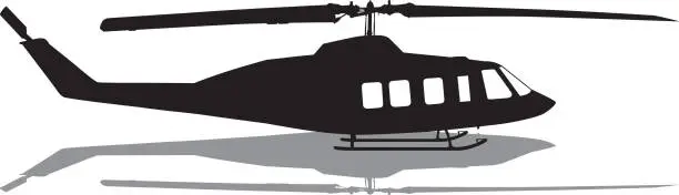 Vector illustration of Helicopter Silhouette With Shadow