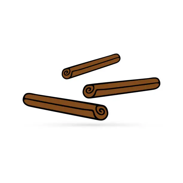 Vector illustration of doodle cinnamon icon, kids hand drawing art line, dood sign, vector illustration