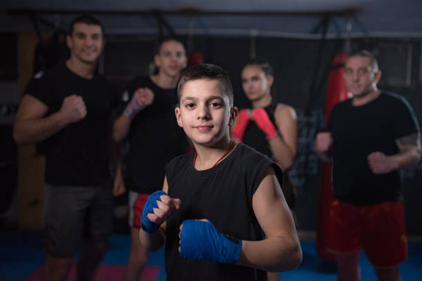 istock kickboxer posing at the gym 1203613267