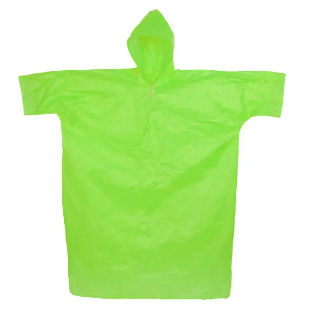 Photo of Green raincoat with hood isolated on white