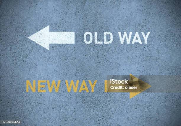 Old Way Or New Way Roadmarking Stock Photo - Download Image Now - Change, New, Leadership