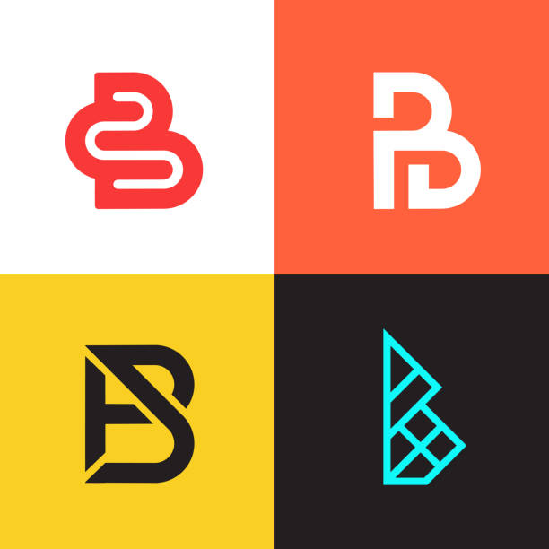 illustrazioni stock, clip art, cartoni animati e icone di tendenza di progettazione vettoriale della raccolta lettera b. set di icone del tipo di monogramma aziendale. - letter b