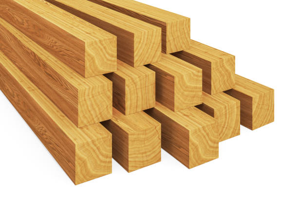 istock Heap of wood beams, 3d rendering isolated on white background 1203617343