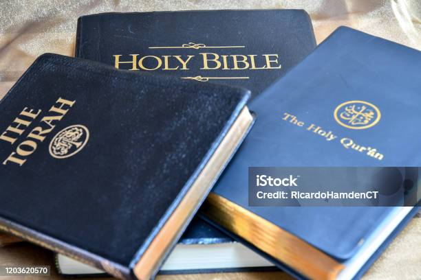 Three Holy Books Stock Photo - Download Image Now - Bible, Koran, Torah